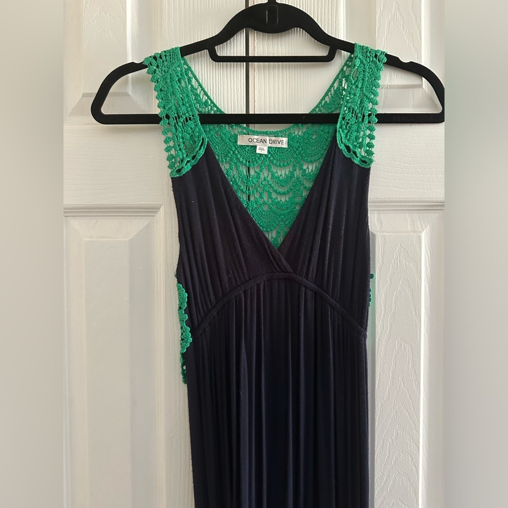 Ocean Drive Navy Maxi Dress with Lace Back -S